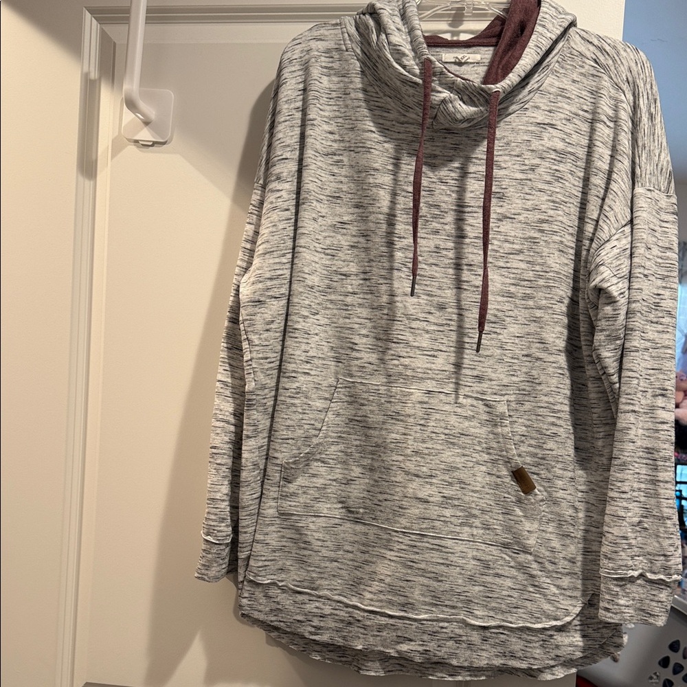 Maurices Heathered Gray Hoodie with Brown Tag
